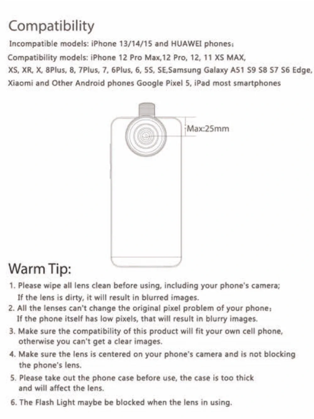 Phone Camera Lenses - Macro & Wide Angle with Phone Clip